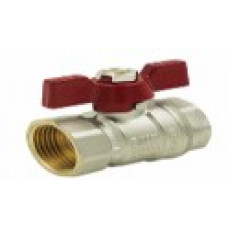 Кран шаровой «STANDARD» (бабочка красная) никелированный 3/4" г/г (15\45) TIM
