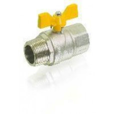 Кран шаровой для газа прямой (бабочка) никелированный  1"г/ш (8\32) TIM